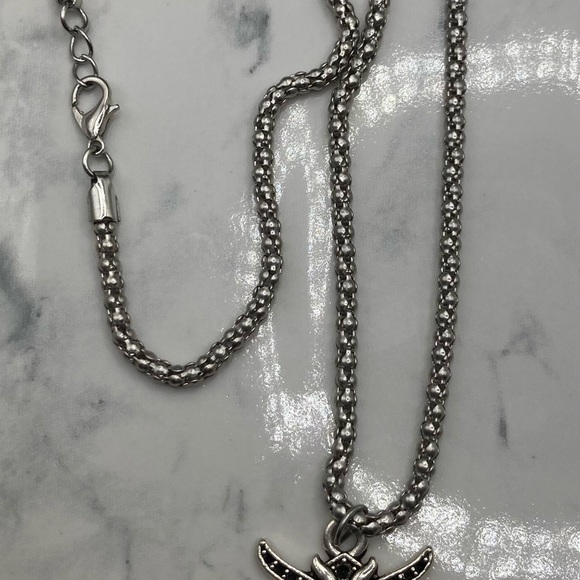 Blue Rhinestone Owl Necklace. - Picture 3 of 4